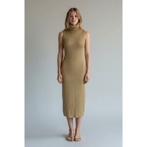 Lauren Ralph Lauren Ribbed Turtleneck Metallic Midi Dress